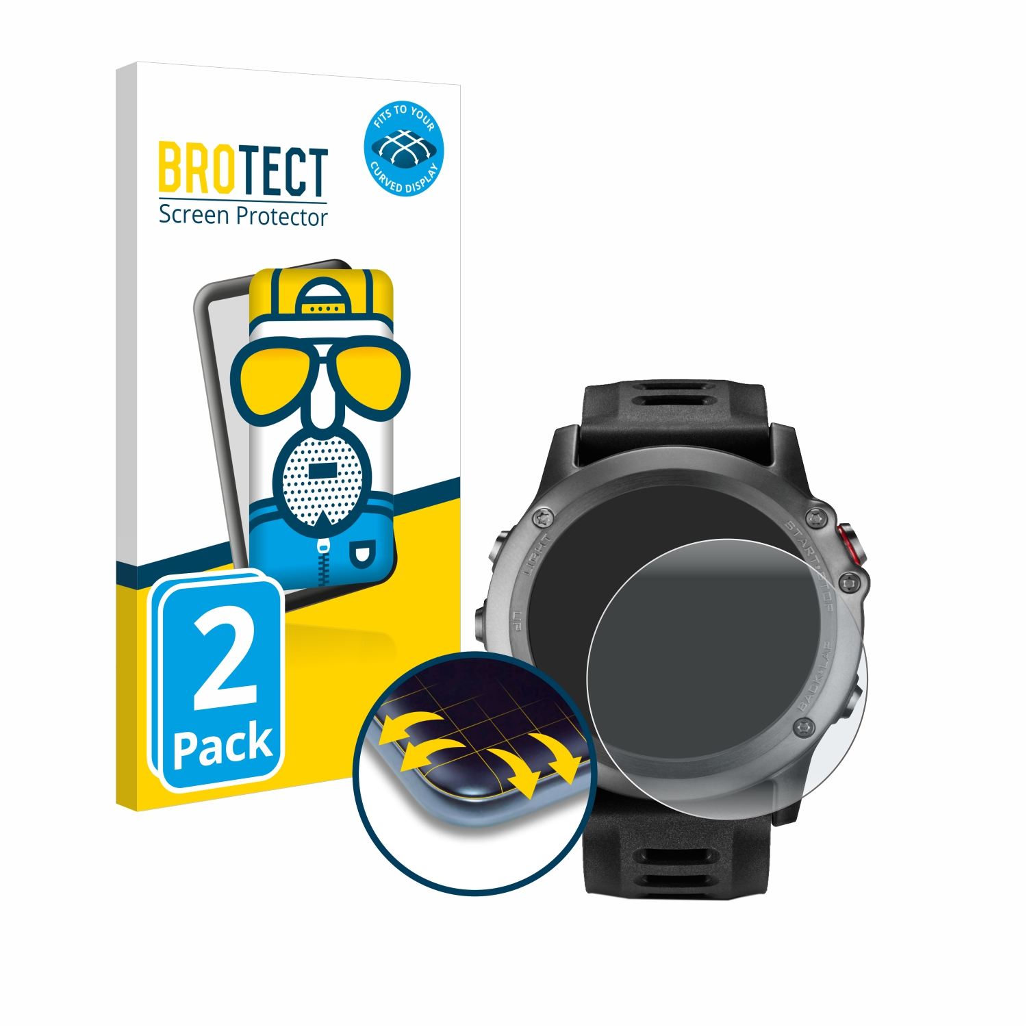 BROTECT 2x Flex Fenix matt Curved HR) Schutzfolie(für Full-Cover 3 3D Garmin