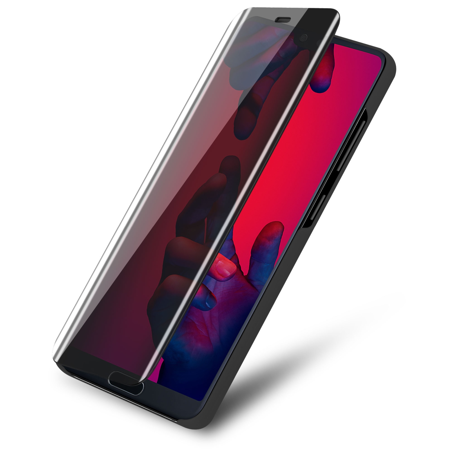 Ein Smartphone mit Hülle, teilweise geöffnet, um den Bildschirm zu zeigen.