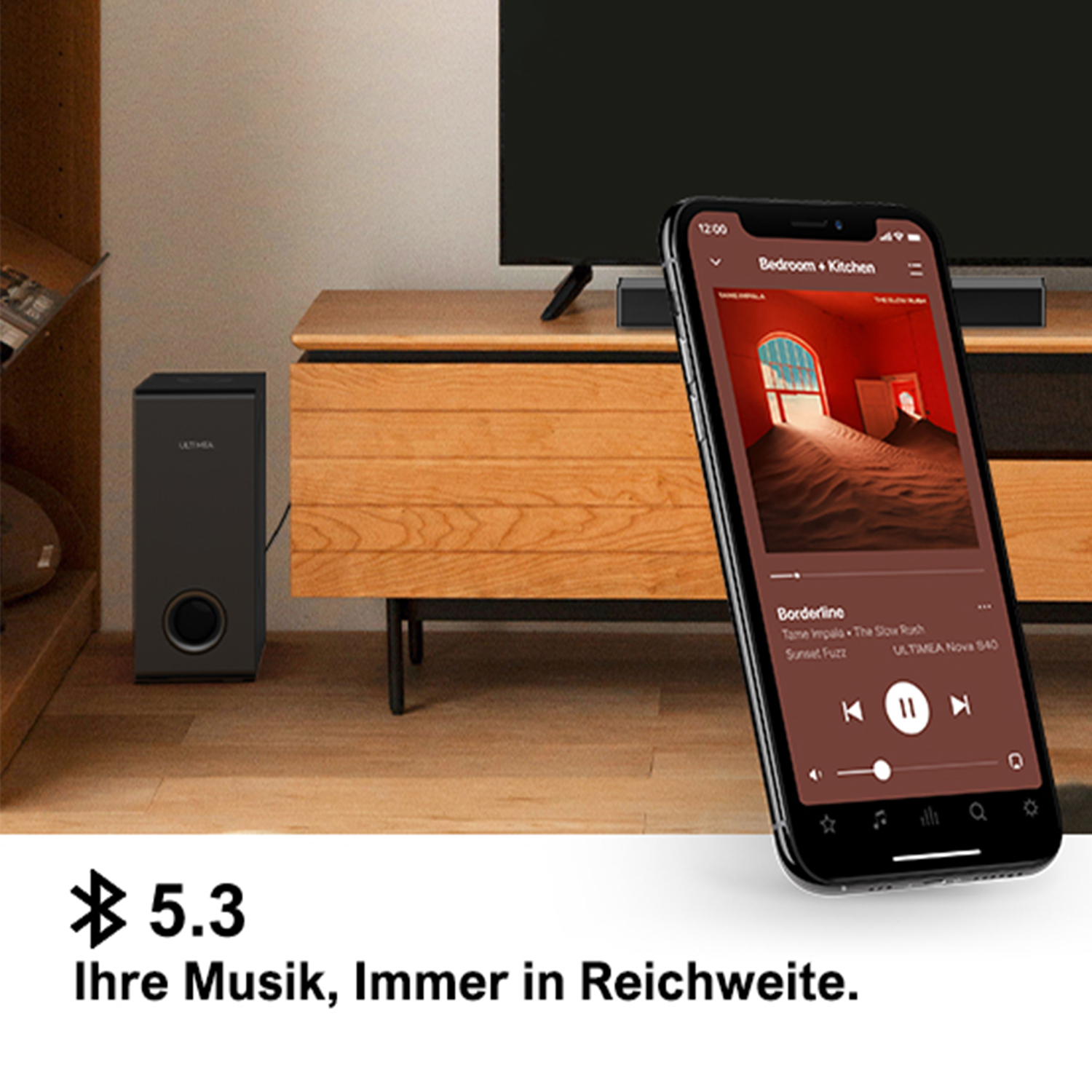 Schwarz Nova Heimkino S40 Lautsprecher, Soundbar, mit ULTIMEA 160W Subwoofer SoundBar Bluetooth TV