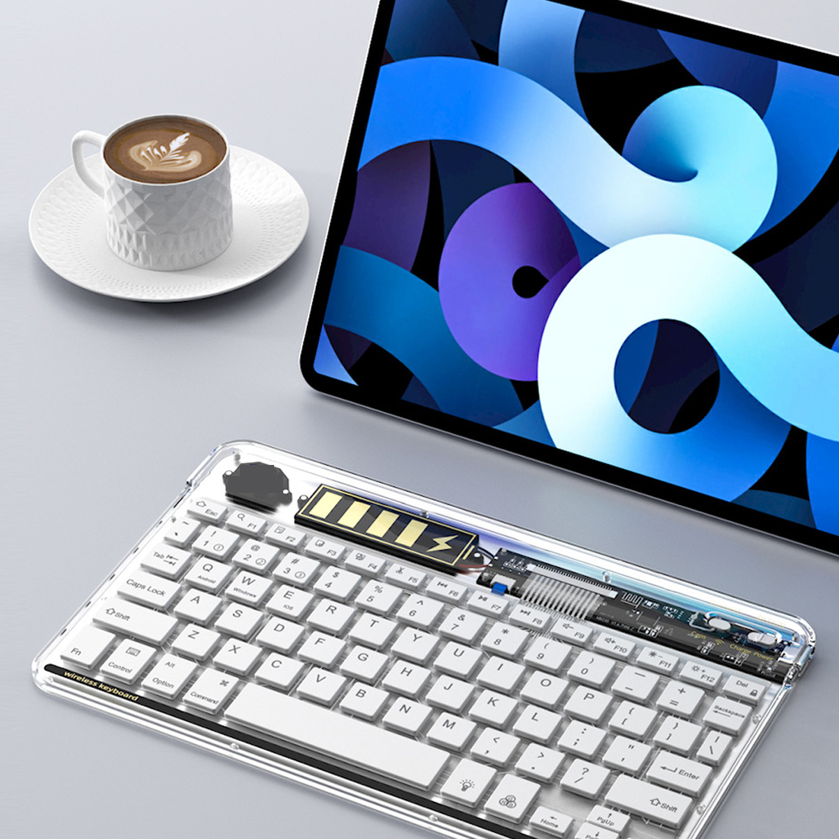 Typ-C, Tastaturen Bluetooth-Membrantastatur: Amerikanische Design-Tastatur, Geräuschlos, Lichteffekte, Bunte UWOT