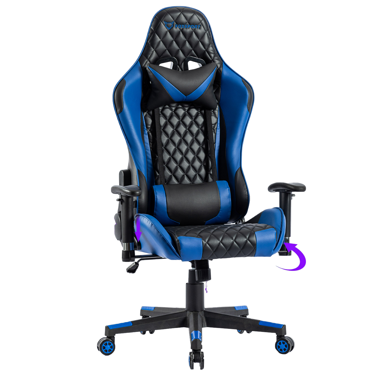 FOXSPORT Gaming Stuhl mit Kopfstütze Gaming und Blau Lendenkissen Blau Stuhl