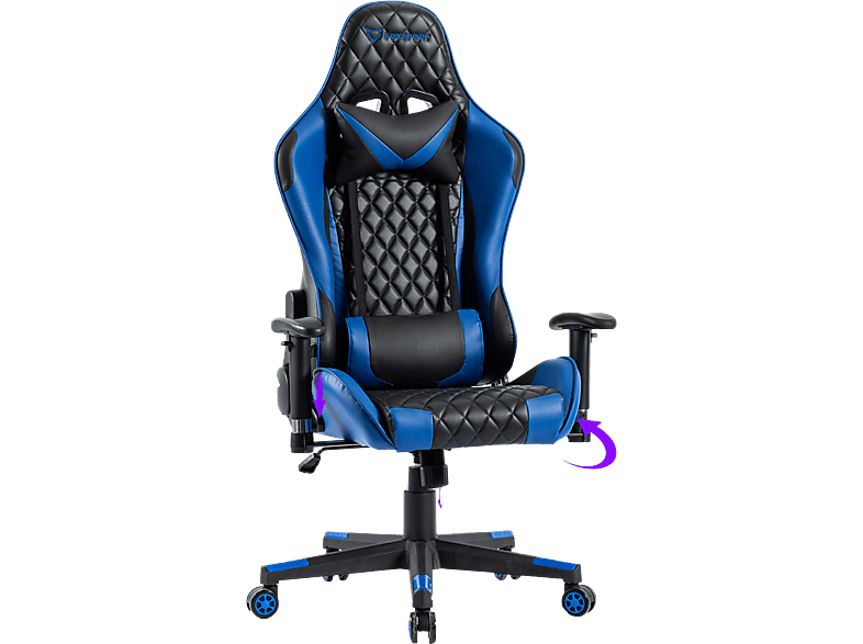 FOXSPORT Gaming Stuhl mit Kopfstütze und Lendenkissen Blau Gaming Stuhl, Blau