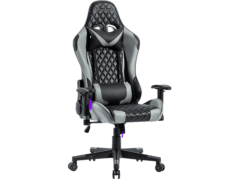 FOXSPORT Gaming Stuhl mit Kopfstütze Gaming Lendenkissen und Grau Stuhl, Grau