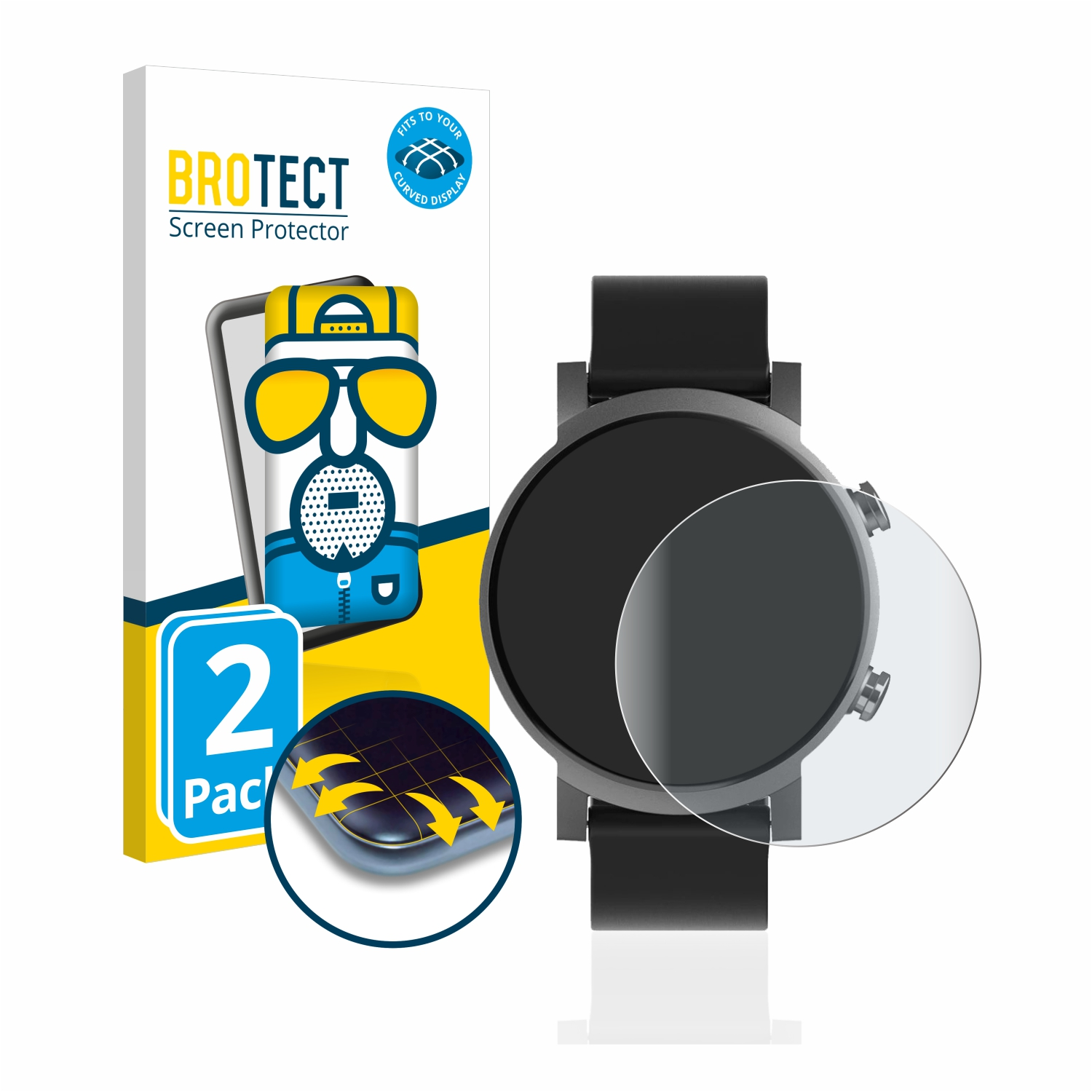 BROTECT Mobvoi Curved Ticwatch Schutzfolie(für Full-Cover E3) matt 3D 2x Flex
