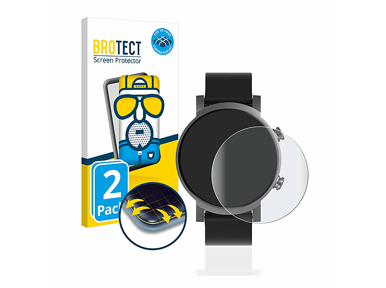 BROTECT 2x Flex Schutzfolie(für E3) Ticwatch Full-Cover matt Curved 3D Mobvoi