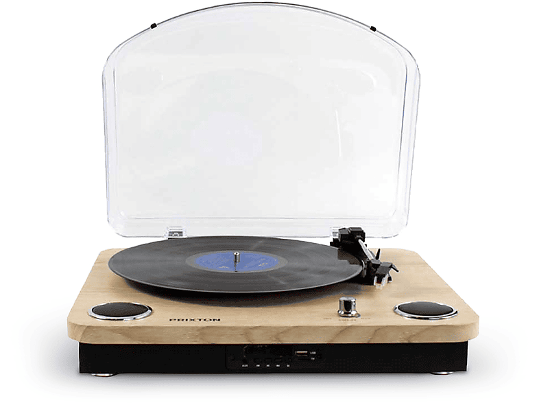 PRIXTON Marconi UKW-Radio, Vinyl Holz Plattenspieler Bluetooth, SD.Karte, Jack3.5mm, Vinyl, Vintage