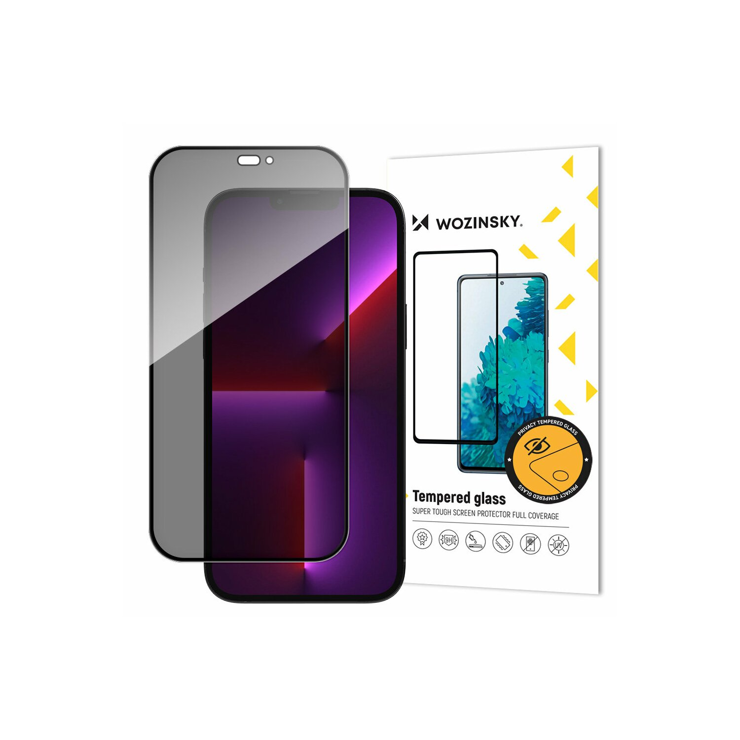 Telefon und Displayschutz. Rechts davon ist eine Displayschutzfolienbox.