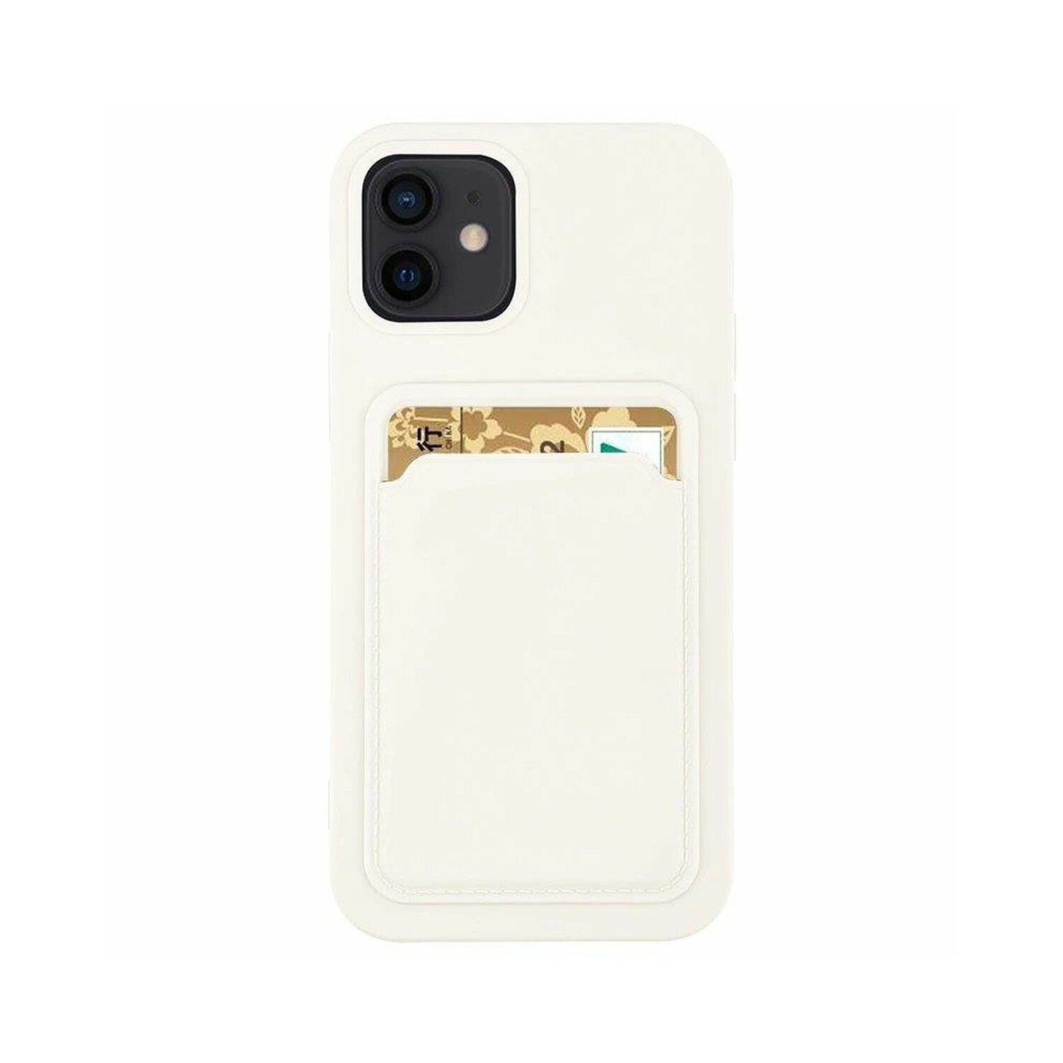 COFI Silikon Hülle mit Kartenfach, iPhone 14 Plus, Weiß Backcover, Apple