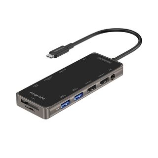 Hub USB  - Primehub-Pro 100W PD HDMI 4K, 1080 VGA, Ethernet Tarjeta SD/TF, 4xUSB-A PROMATE, Gris