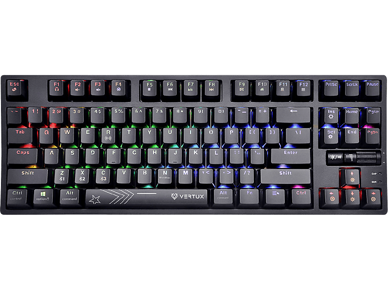 Teclado Gaming - Vertupro Diseño Compacto TKL 80% Teclas Blueswitch 100%  Anti-Ghosting VERTUX, Teclas iluminadas, Negro