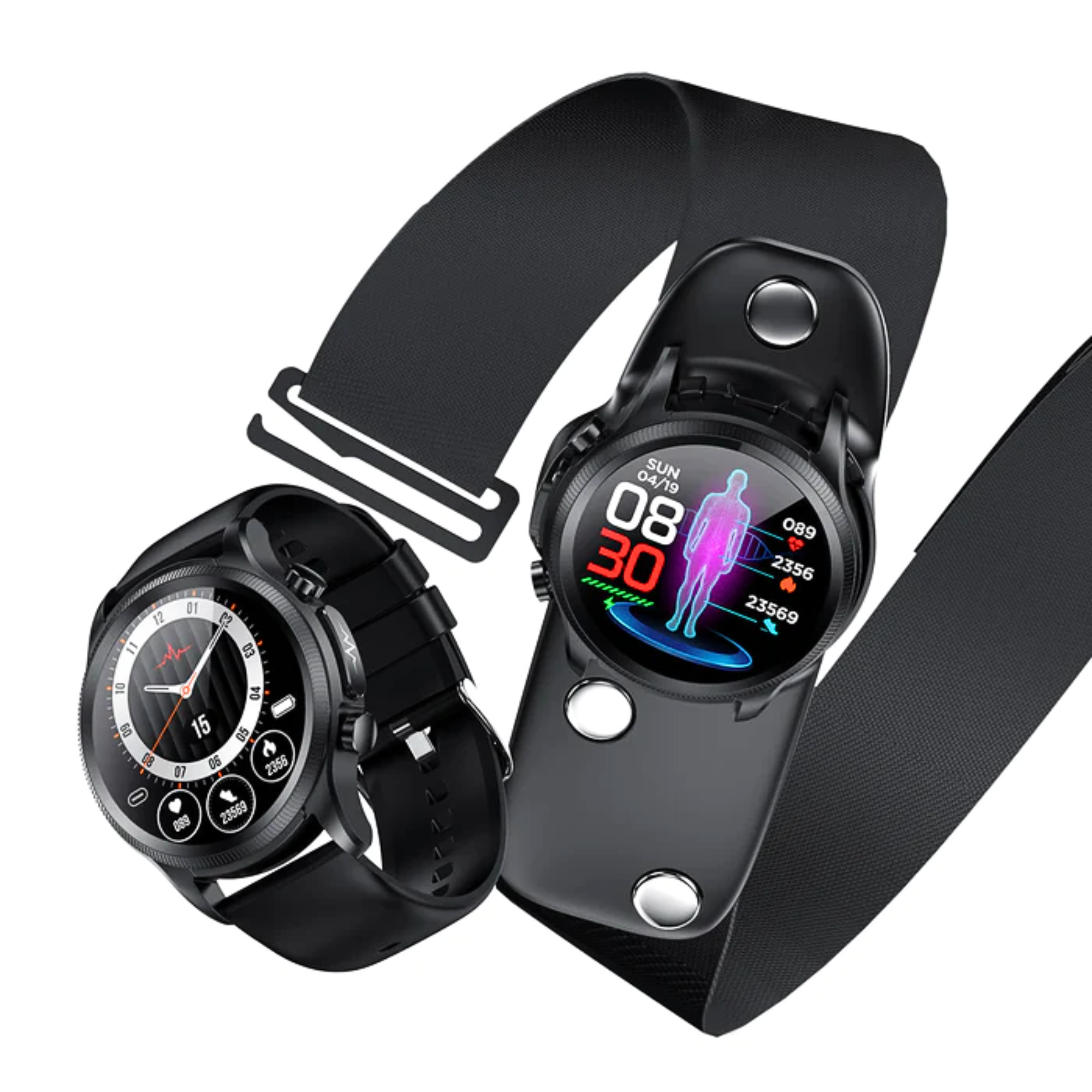 140 + steel Smartwatch mm, PPG E400 stainless - MANIKE Schwarz 210 ECG Silikon,