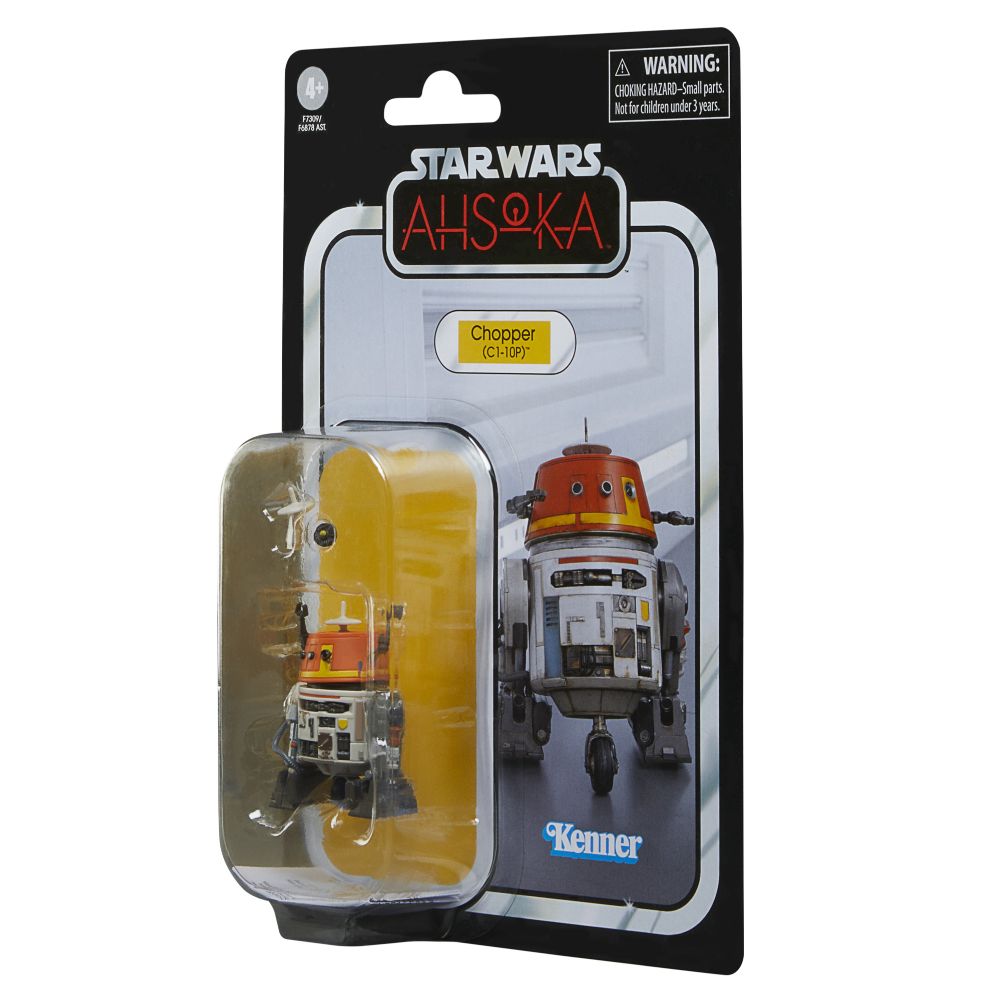 Star Wars oyuncak paketi. Bir Chopper droid figürü plastik bir kasanın içinde.