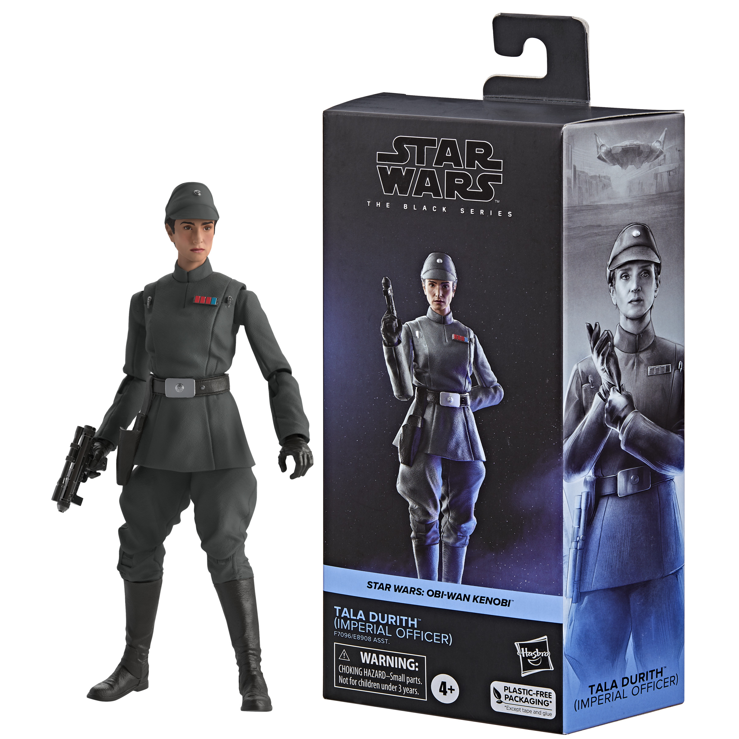 Set de figuras de acción de Star Wars. Tala Durith, con uniforme de oficial imperial, y la caja.
