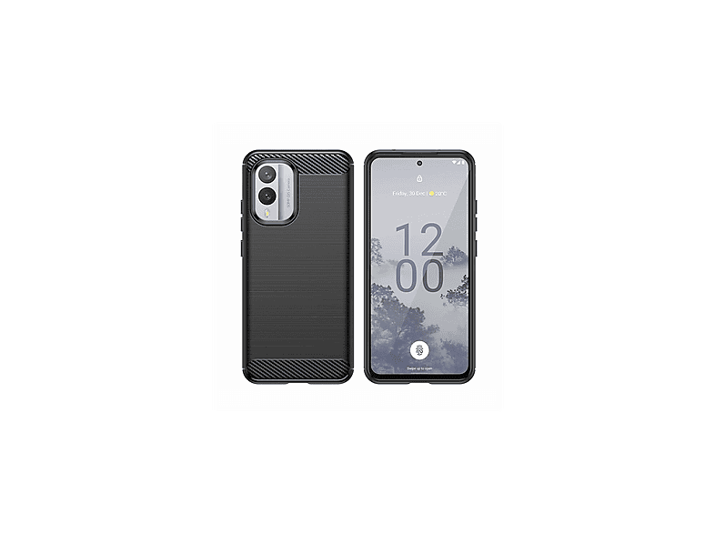 Folmecket Hülle Für Nokia X30 – Karbonfaser-Optik, Stoßdämpfend, TPU (schwarz, 6,43 Zoll)