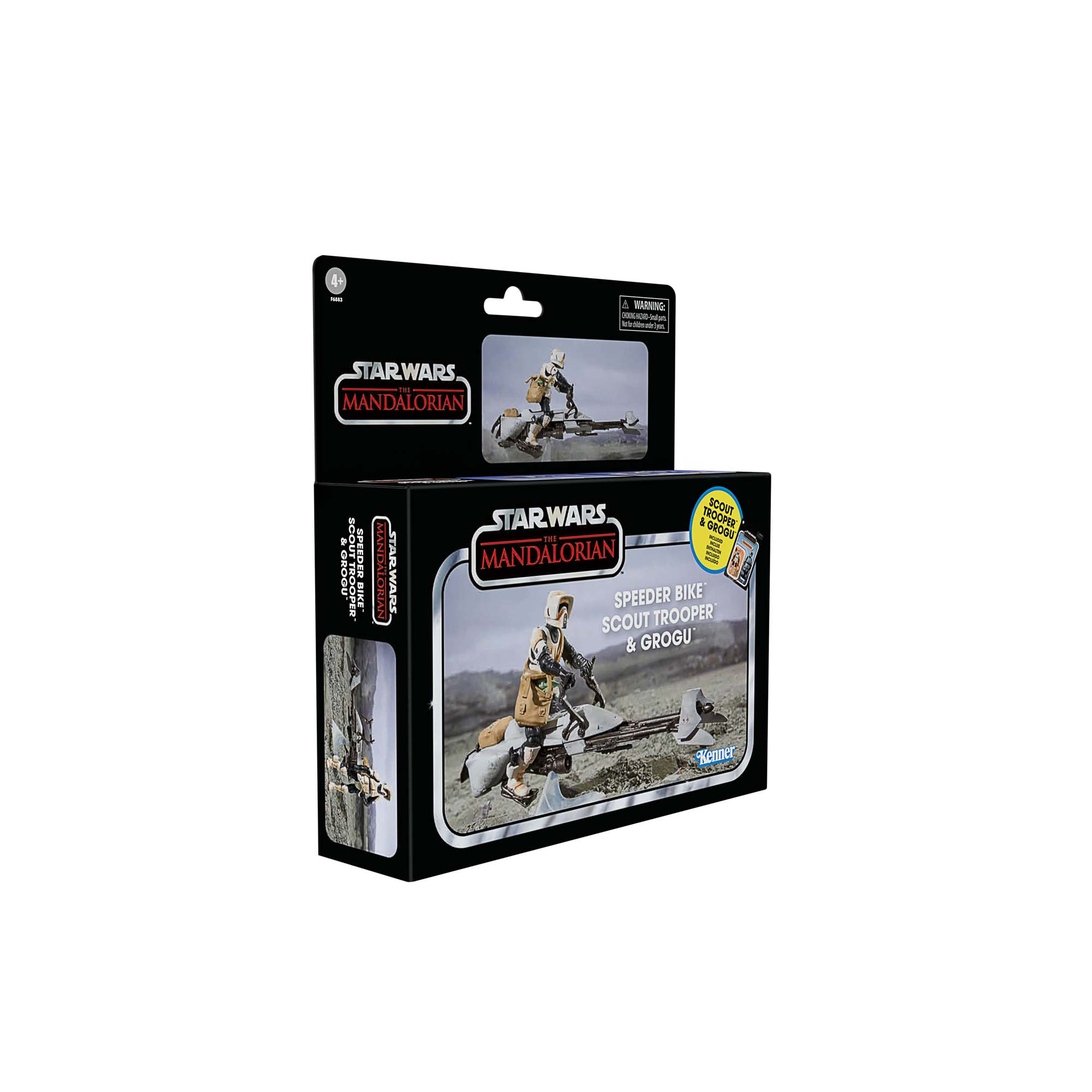 Star Wars Mandalorian Speeder Bike & Grogu oyuncak seti ambalajında.