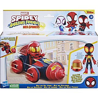 Figura  - Marvel Spidey and His Amazing Friends - Web-Spinners - Miles con perforador SPIDEY AND HIS AMAZING FRIENDS, 3 Años+, Multicolor