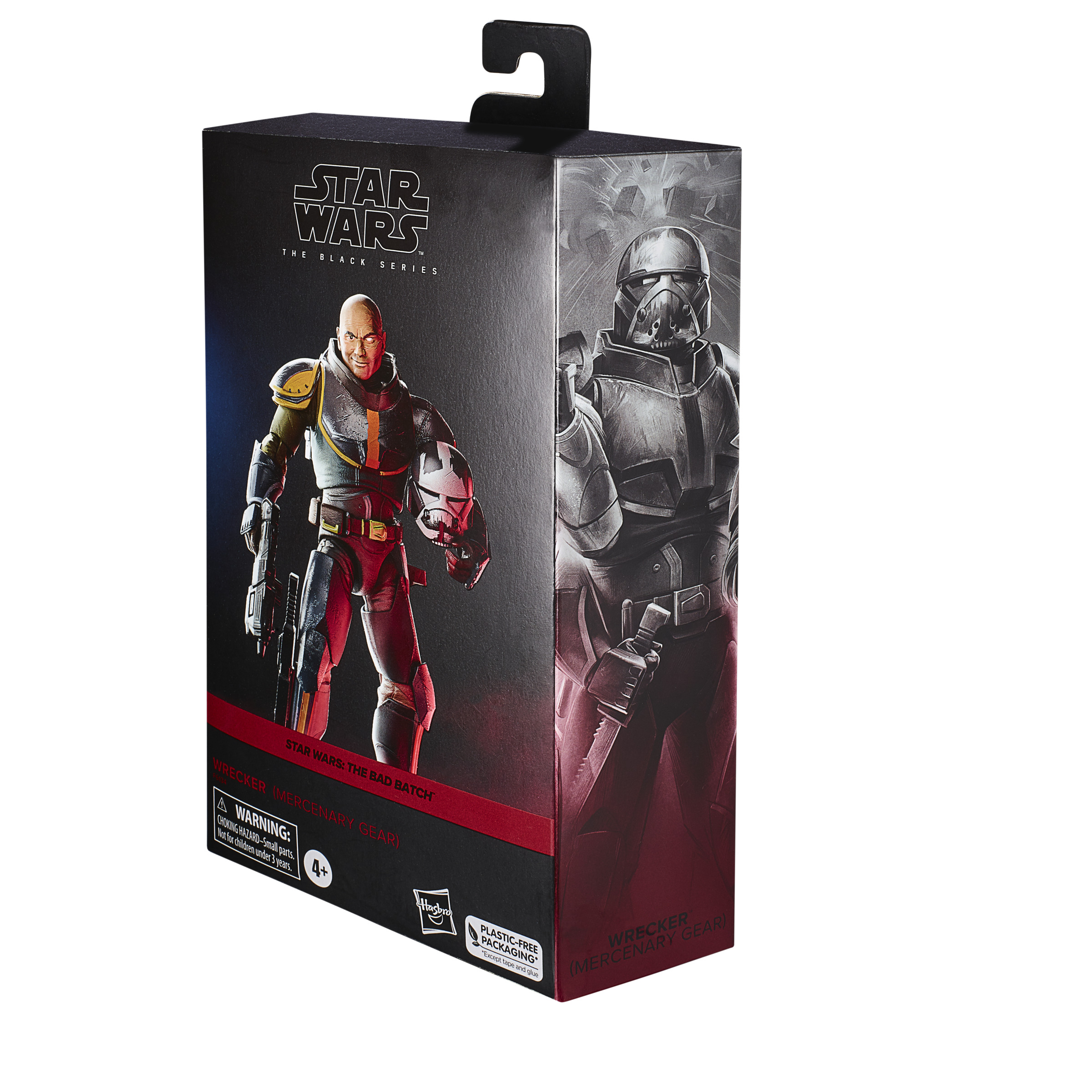 Una caja de figuras de acción de Star Wars. La caja muestra un fondo negro con Wrecker.