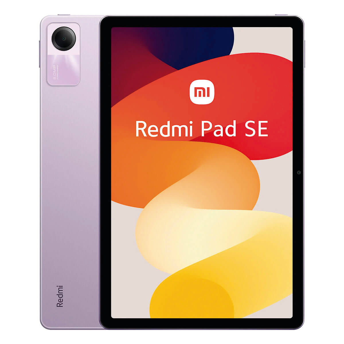 Ein lila Tablet mit weißem Bildschirm, der ein Logo anzeigt, auf weißem Hintergrund.