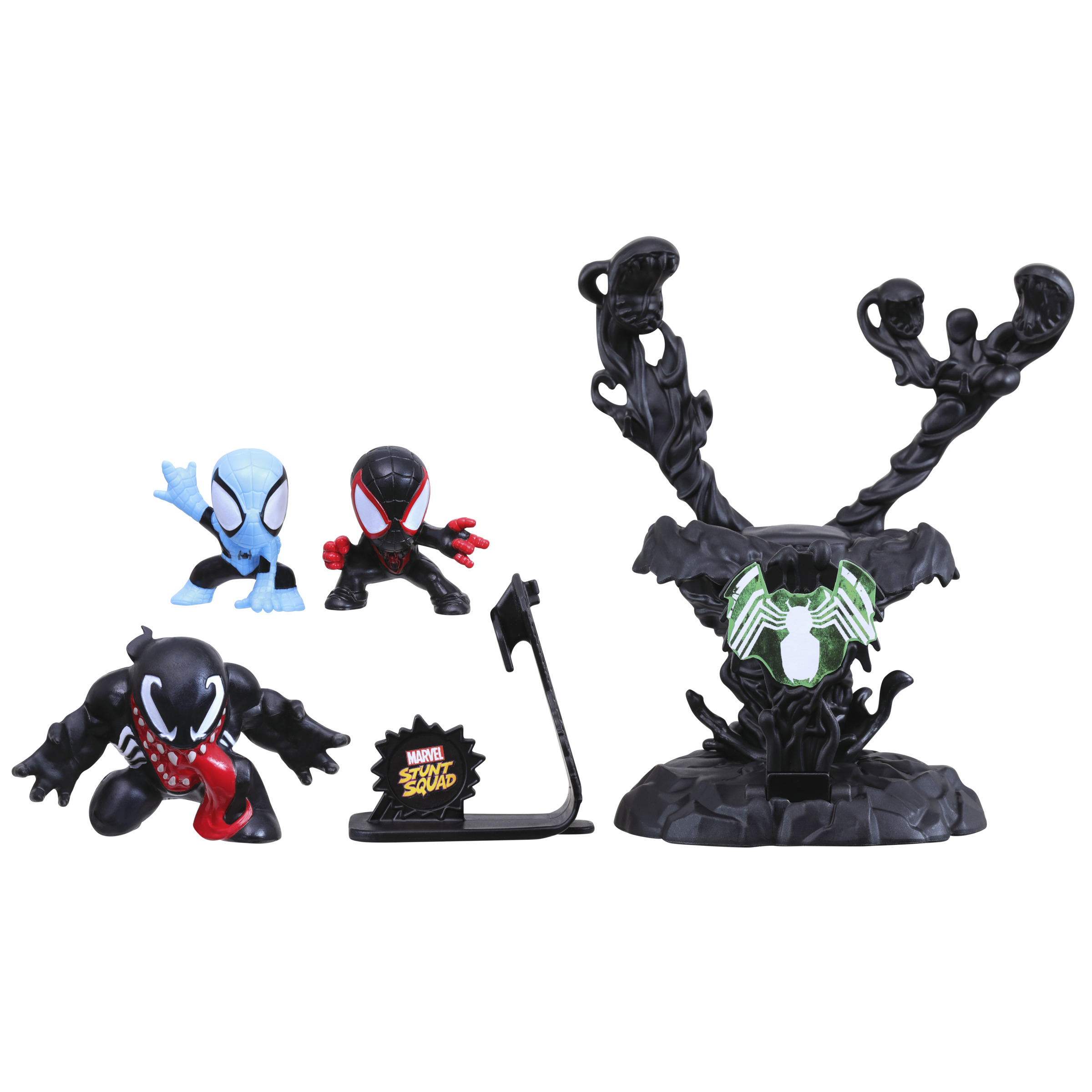 Juego de juguetes Marvel Spider-Man con figuras y soporte. Incluye personajes Venom y Spider-Man.