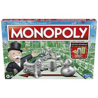 Juego de mesa  - Monopoly Clásico-Versión en portugués MONOPOLY, 8 Años+, Multicolor