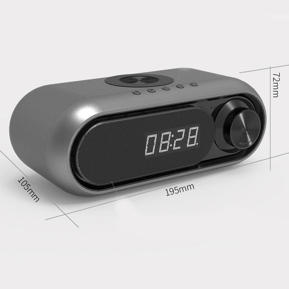 BRIGHTAKE Drahtloses Ladegerät mit Wecker Grau Bluetooth-Lautsprecher Bluetooth und Lautsprecher