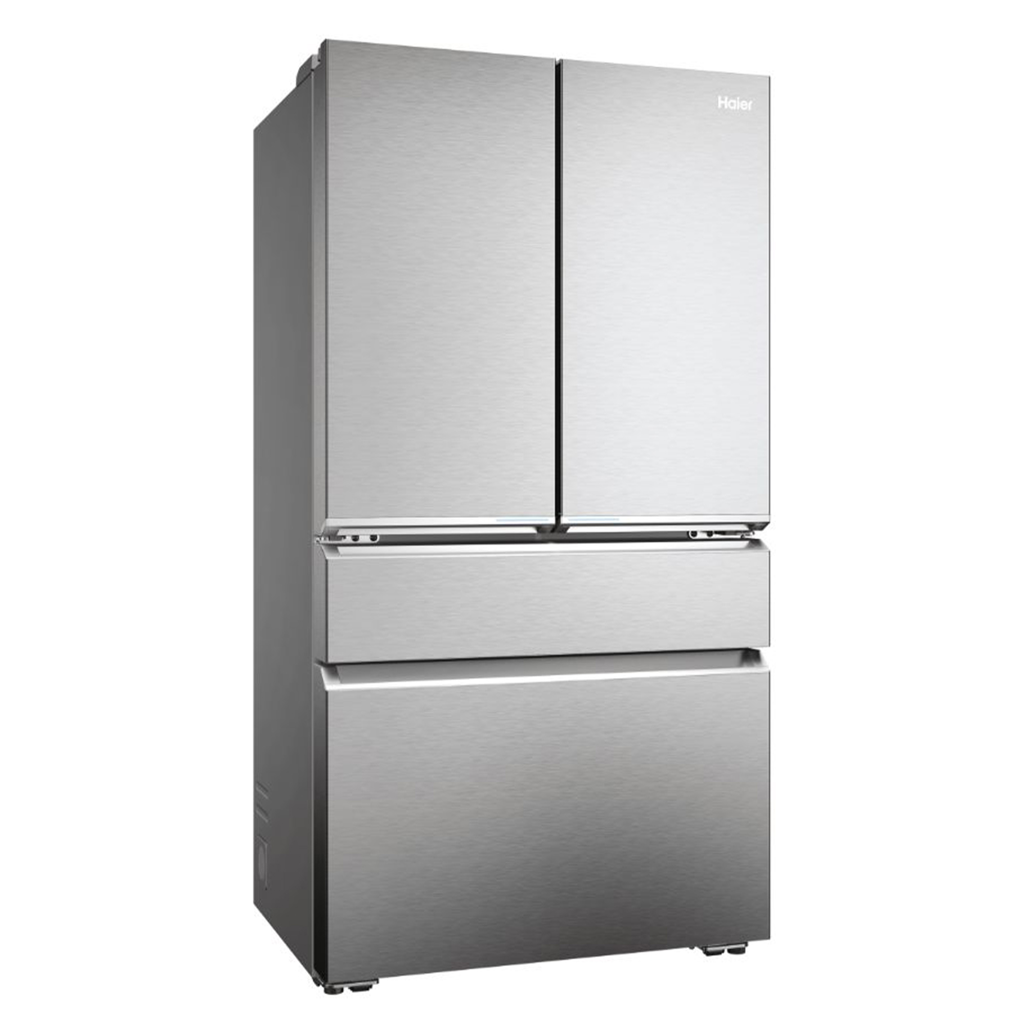 Edelstahl Haier Kühlschrank mit vier Türen.