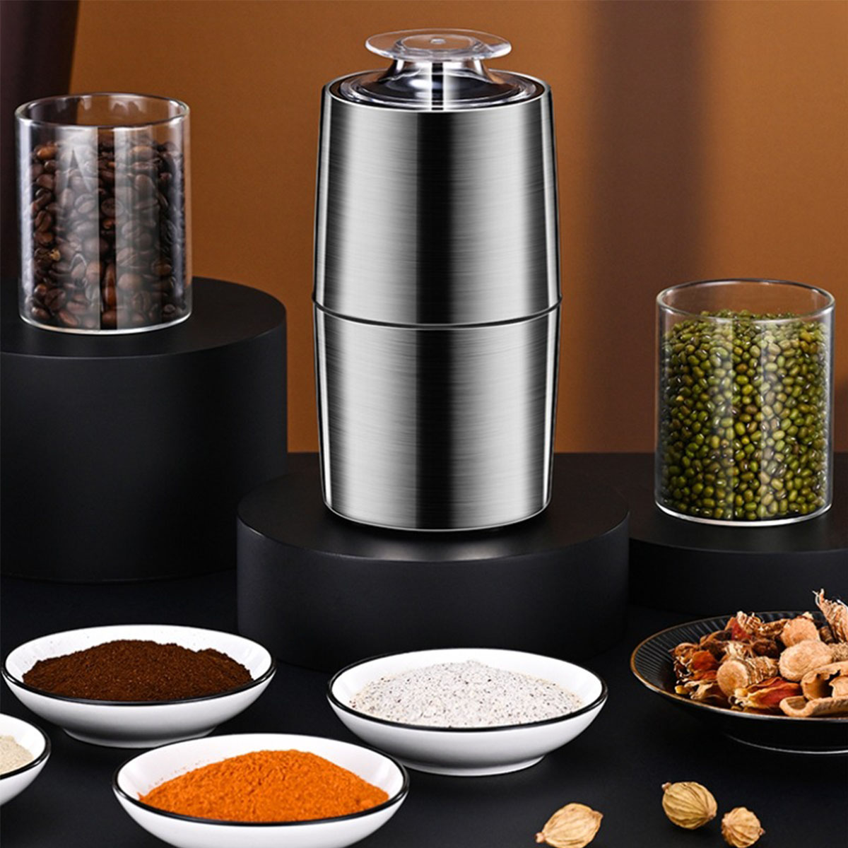 BRIGHTAKE Kompakter elektrischer Grinder: Ergebnisse Silber Müheloses frische Kaffeemühle Mahlen für