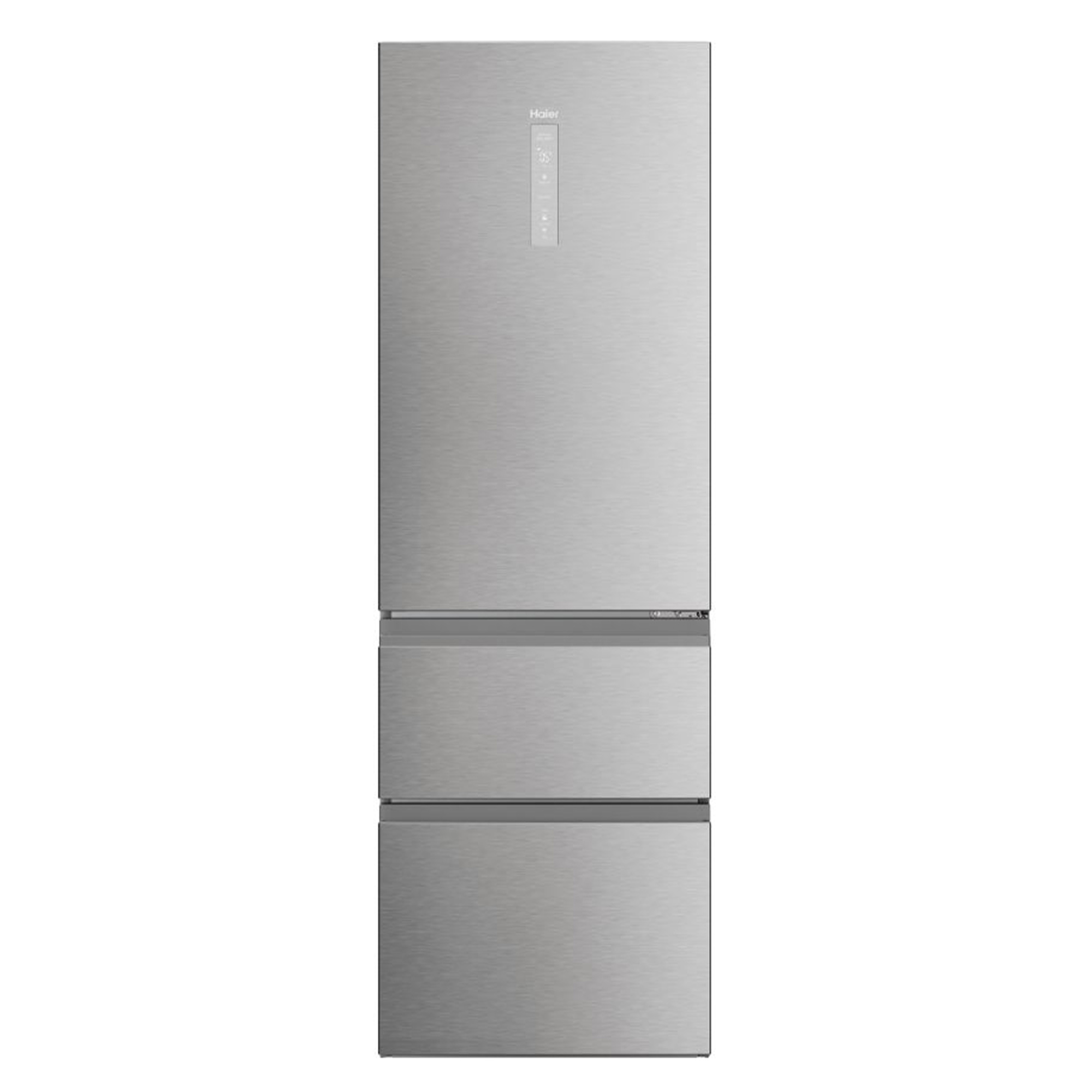 Ein Haier-Kühlschrank aus Edelstahl.