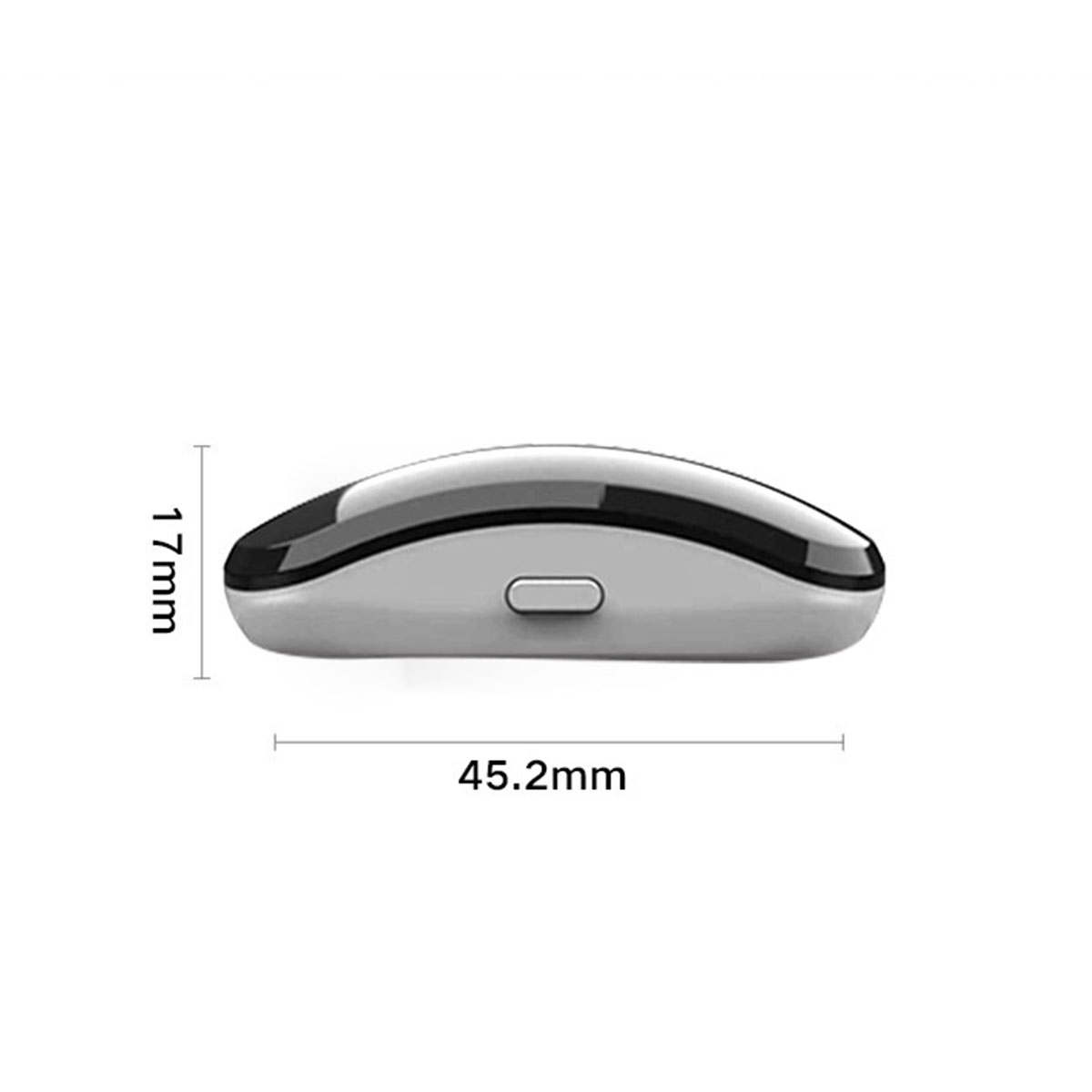 Ein kleines, ovales, weiß-graues Gerät. Es ist 45,2 mm lang und 17 mm hoch.