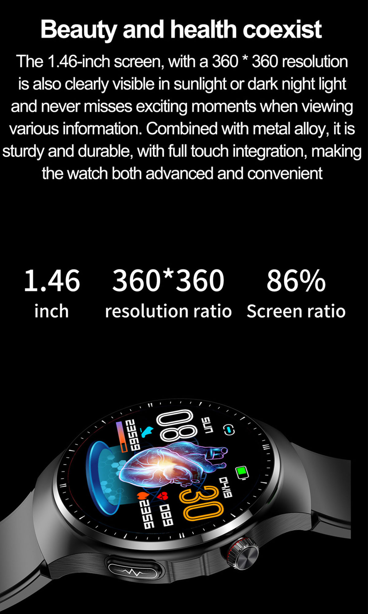 Leder, Gesundheitsmonitoring Gesundheit BRIGHTAKE für und Smartwatch Ihre Umfassendes - Smartwatch Schwarz mehr
