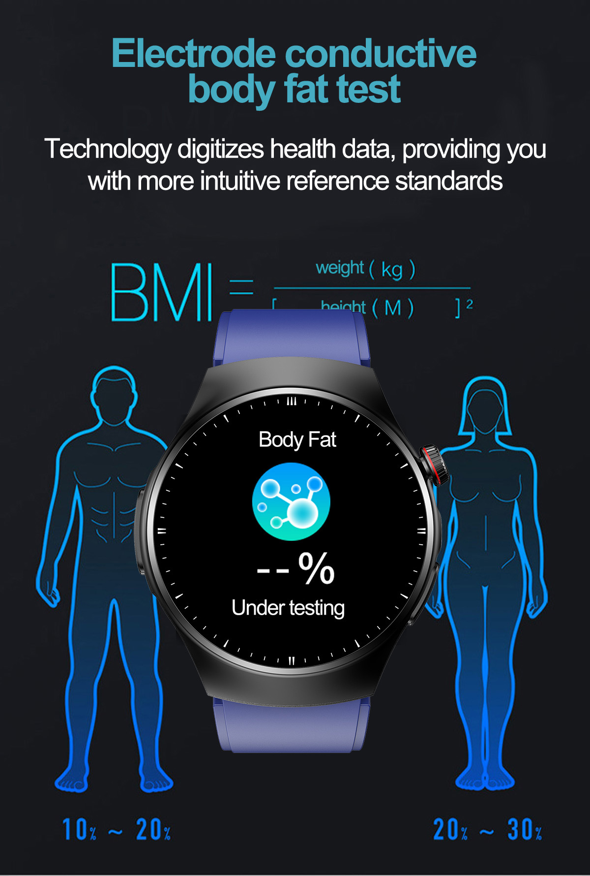 für Schwarz BRIGHTAKE Gesundheit Ihre Smartwatch Gesundheitsmonitoring - Smartwatch und mehr Kieselerde, Umfassendes