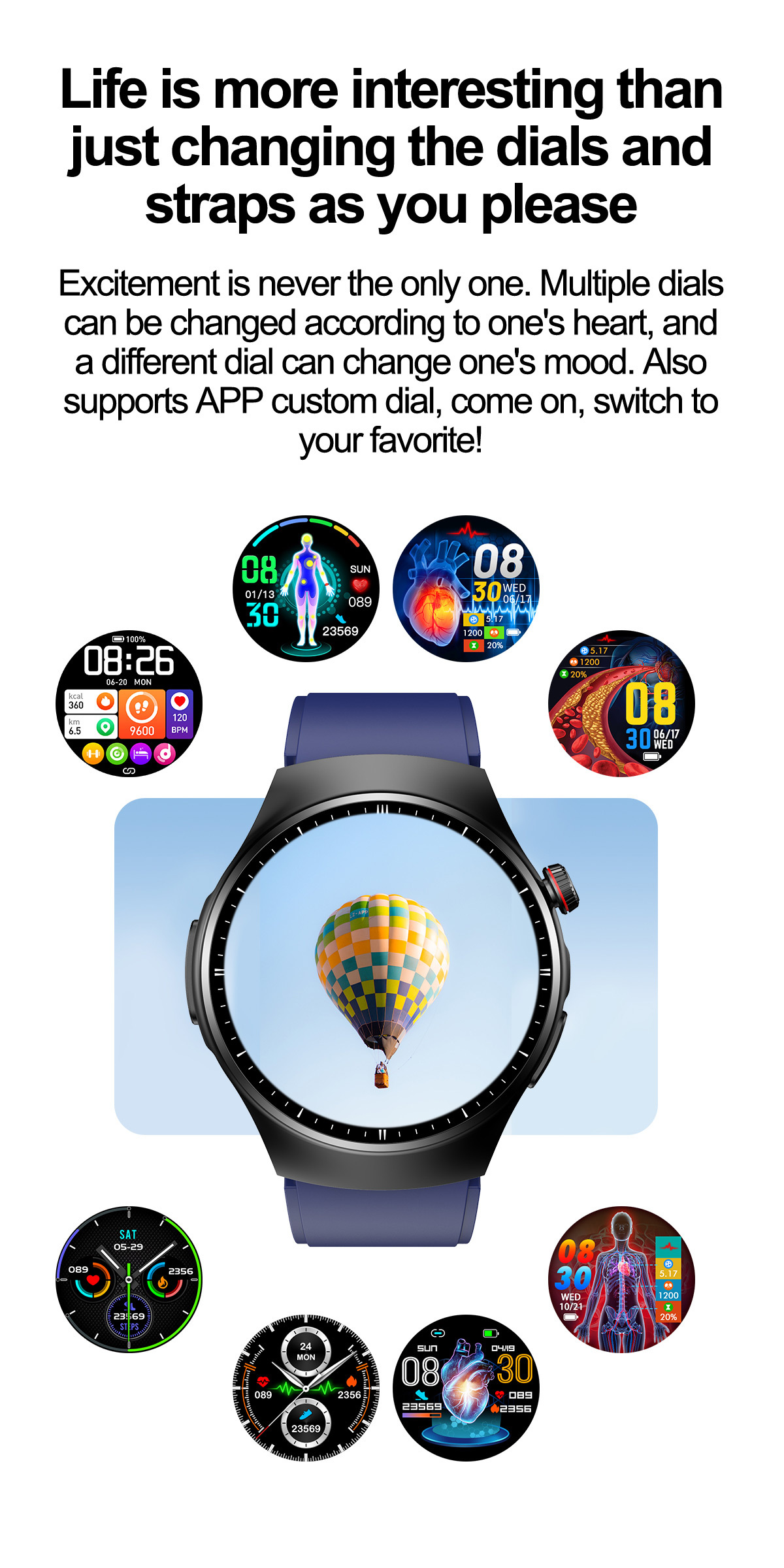 BRIGHTAKE Smartwatch für Ihre Gesundheitsmonitoring Umfassendes mehr Smartwatch und Gesundheit Kieselerde, Schwarz 