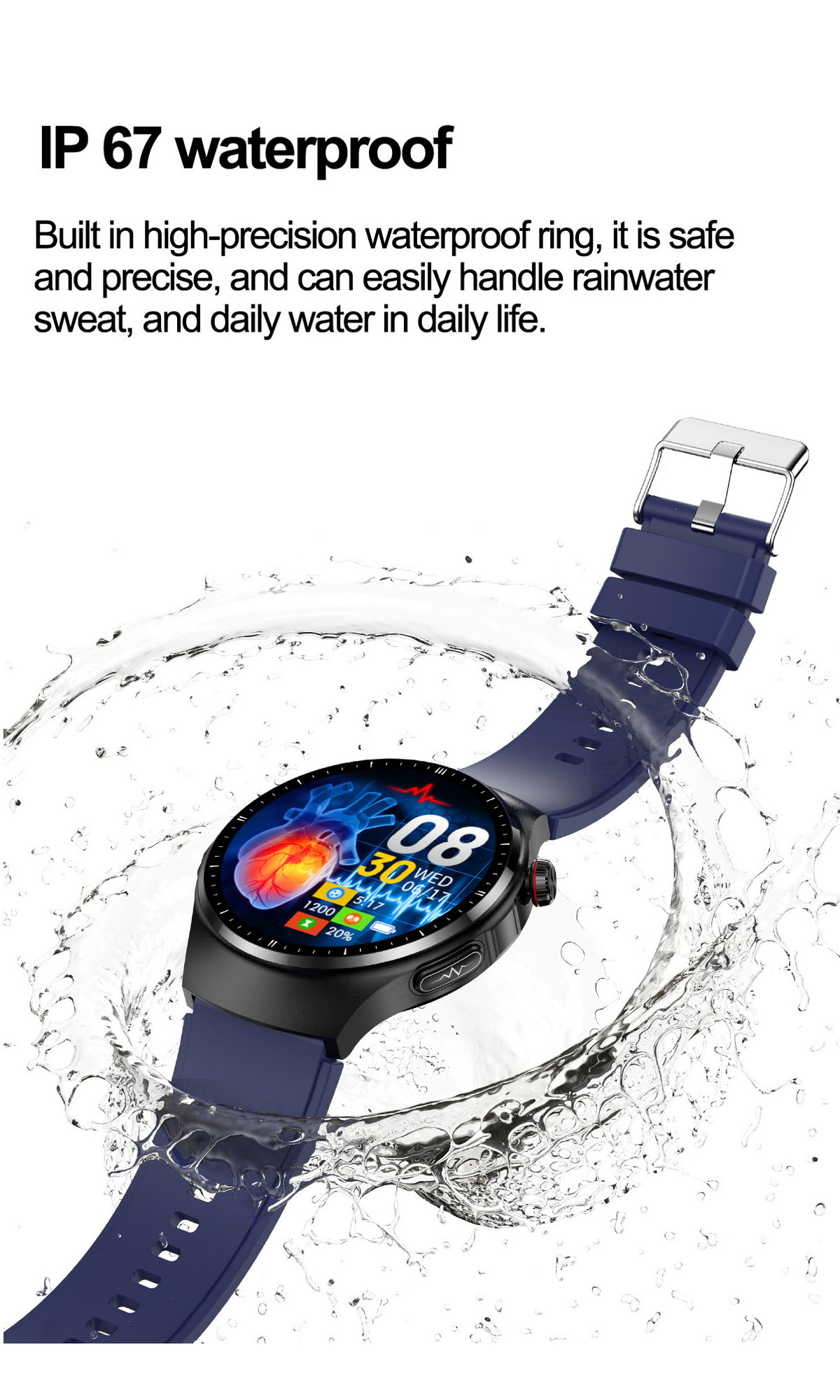 Smartwatch Gesundheit für Ihre mehr - BRIGHTAKE Umfassendes und Smartwatch Braun Leder, Gesundheitsmonitoring