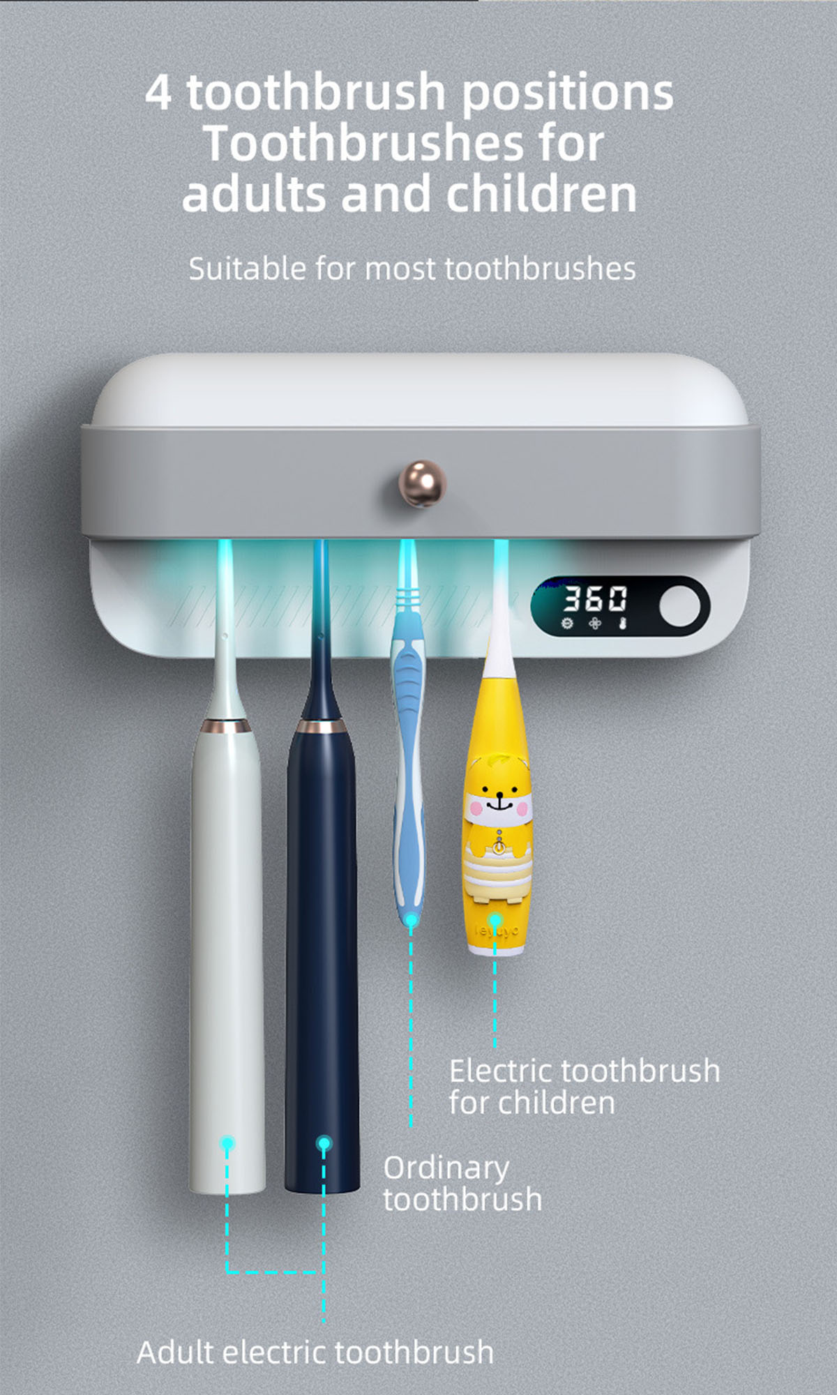 Lösung Die - Zahnbürste Trocknungssterilisator mit hygienische Zahnbürsten-Sterilisator Ihr für Badezimmer BRIGHTAKE