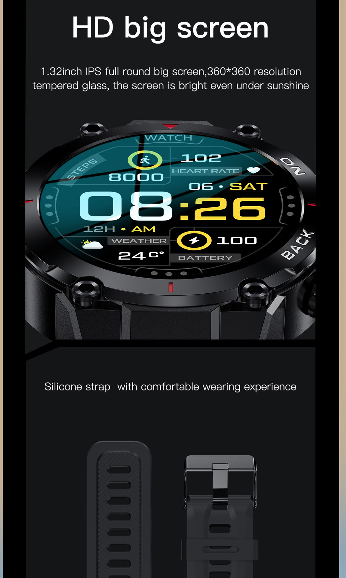 BRIGHTAKE Die Smartwatch Begleiter Dual Kieselerde, Star Ultimative Gesundheit Unterhaltung Ihr Schwarz - Positioning Smartwatch für und