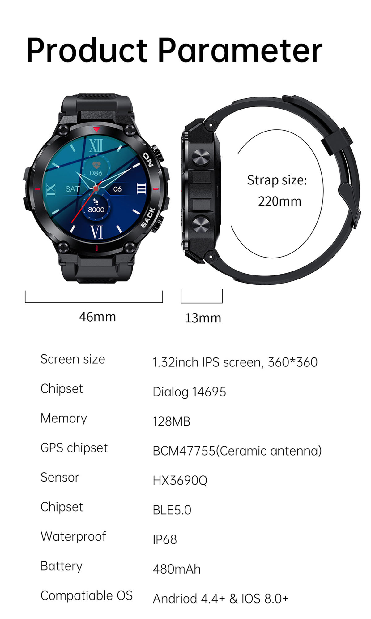 BRIGHTAKE Die Smartwatch Begleiter Dual Kieselerde, Star Ultimative Gesundheit Unterhaltung Ihr Schwarz - Positioning Smartwatch für und