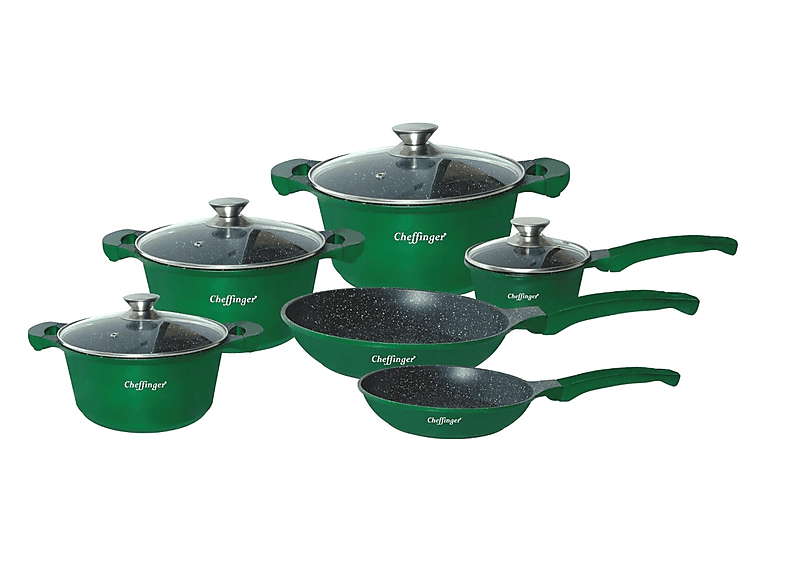 CHEFFINGER 10-Teiliges Kochgeschirr-Set Topf-Set Aluminium