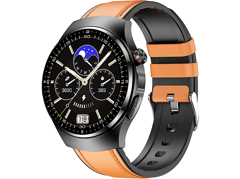 BRIGHTAKE Smartwatch für Ihre Gesundheit - Umfassendes Gesundheitsmonitoring und mehr Smartwatch Leder, Braun