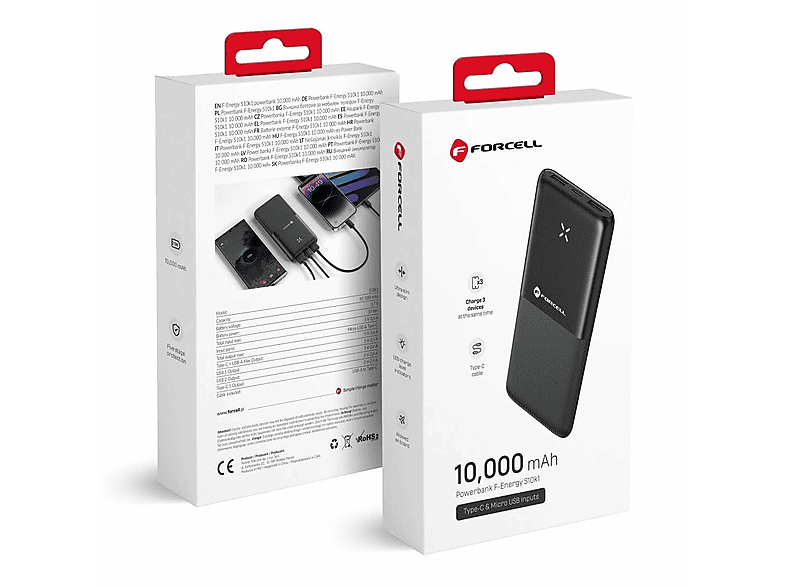 FORCELL F-Energy S10k1 10000mah Powerbank 10000 mAh Schwarz