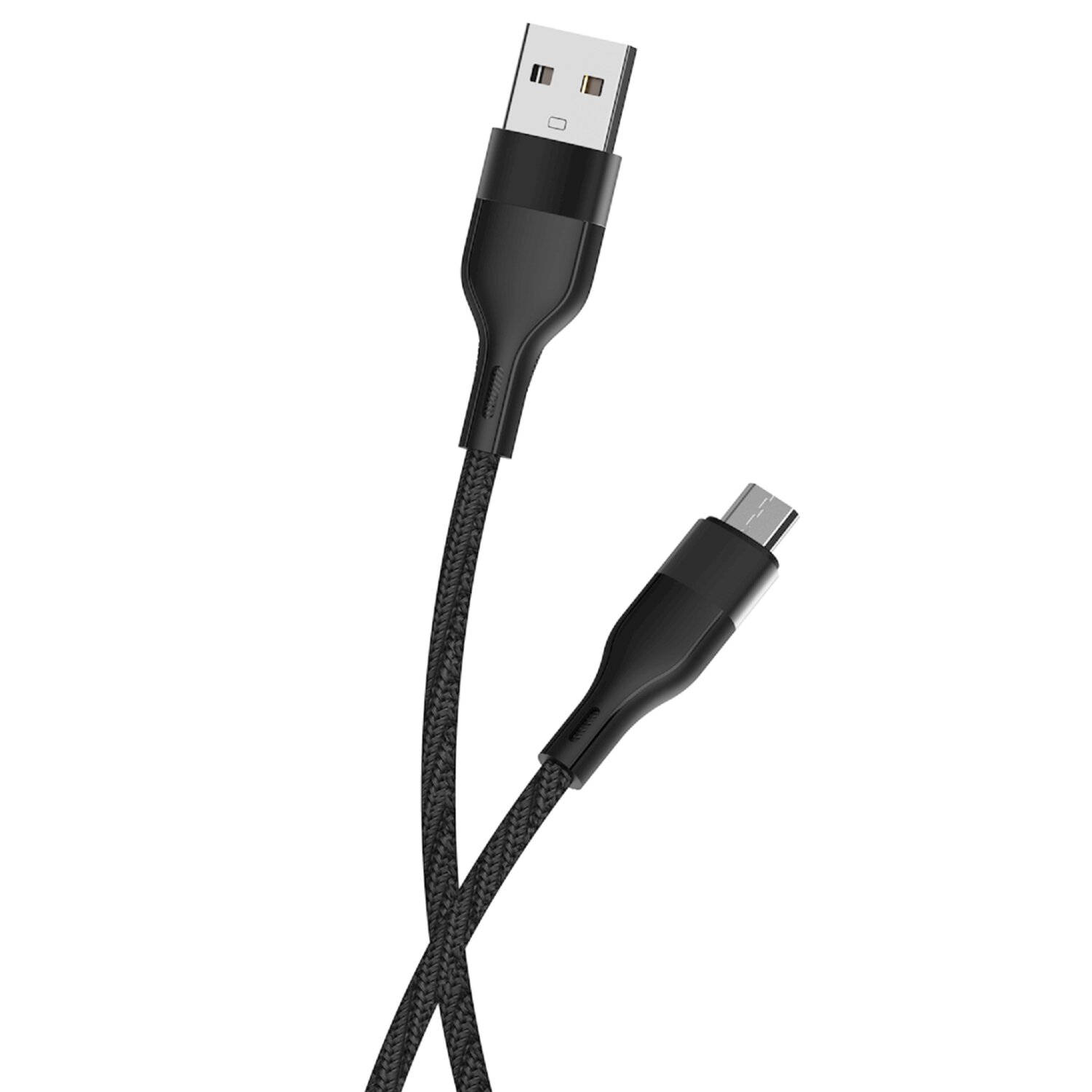 Schwarzes USB-zu-Micro-USB-Kabel.