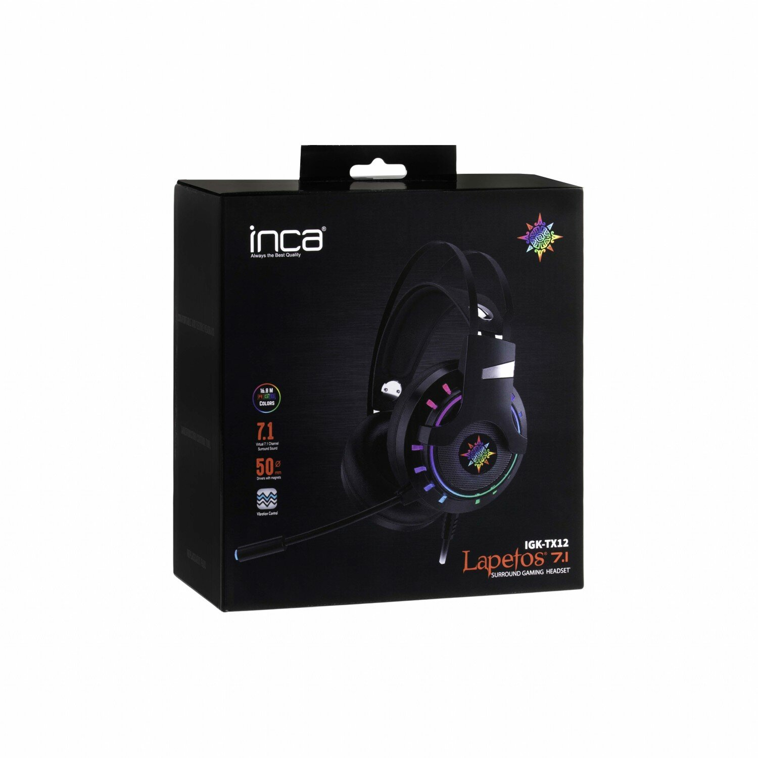 INCA IGK-TX12 Schwarz RGB, Over-ear Kopfhörer