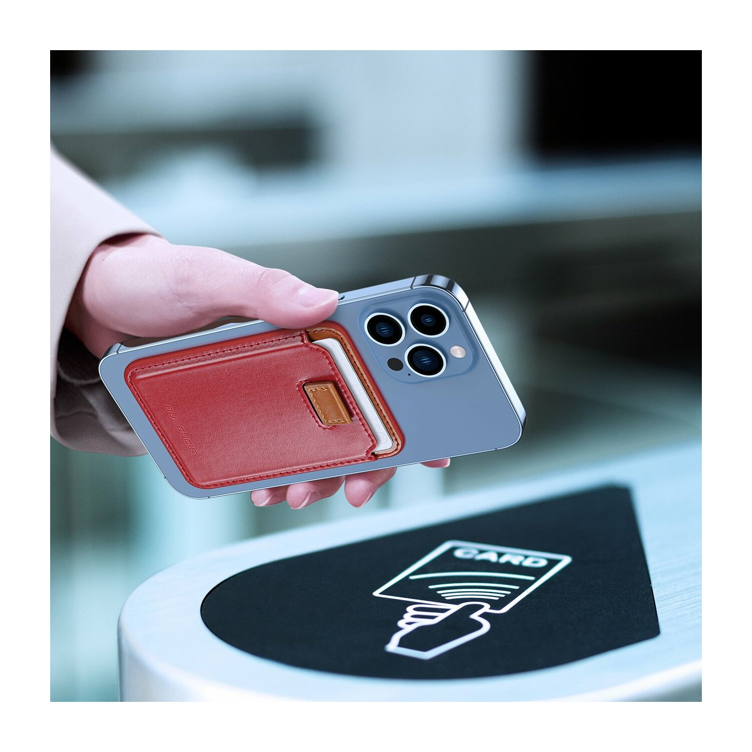 Magnetische Rot, iPhone für MagSafe Geldbörse RFID-Blocker B-5148 DUCIS DUX
