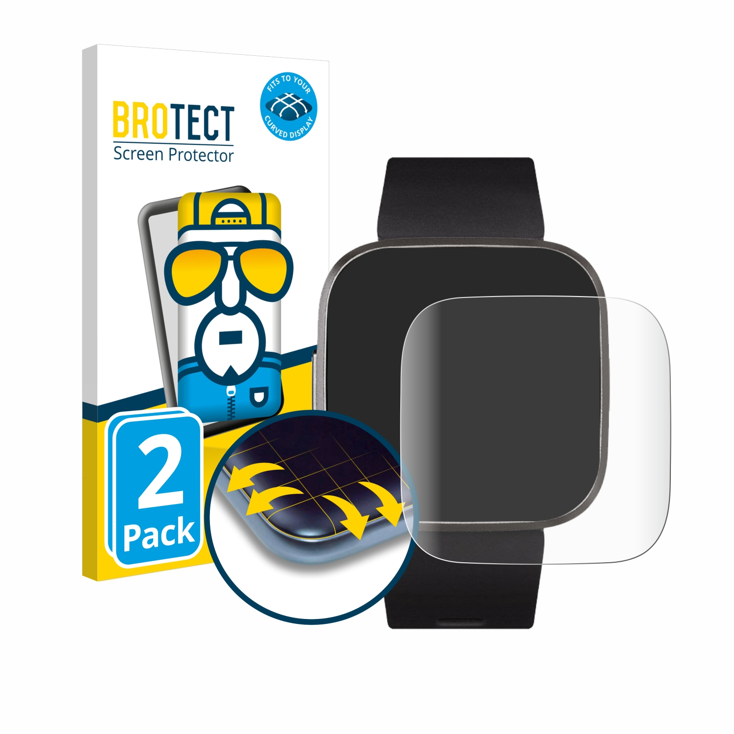 BROTECT 2x Flex 2 Fitbit Schutzfolie(für Special Full-Cover Curved Versa Edition) 3D