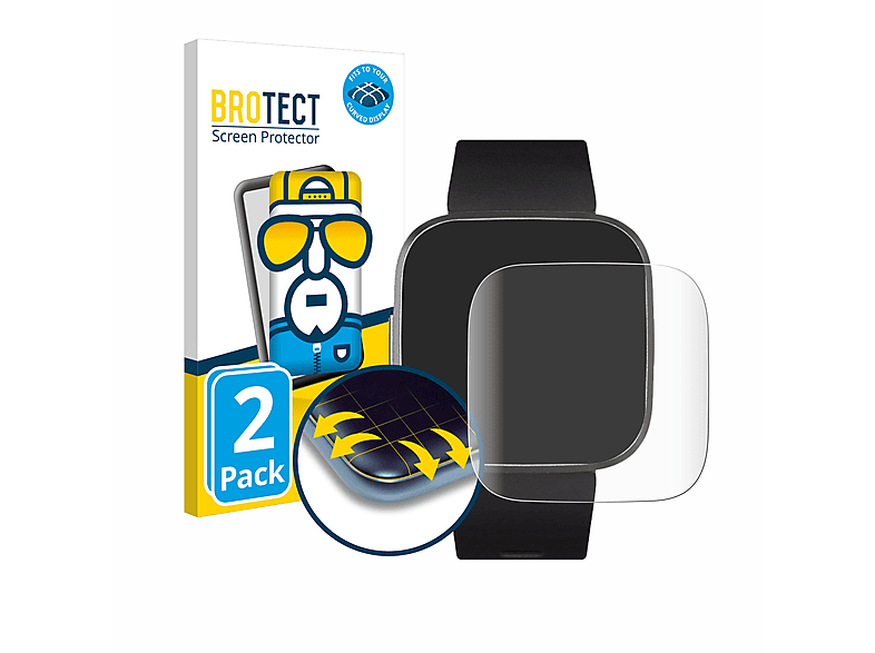 BROTECT 2x Flex Full-Cover 3D 2 Edition) Versa Special Curved Fitbit Schutzfolie(für