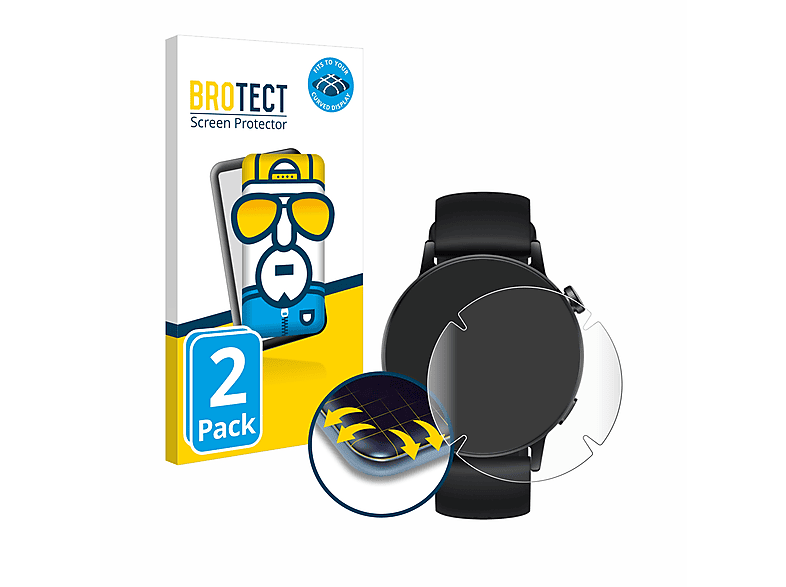 BROTECT 2x Flex Schutzfolie(für Huawei mm)) 3D GT Full-Cover Curved Watch 3 (42