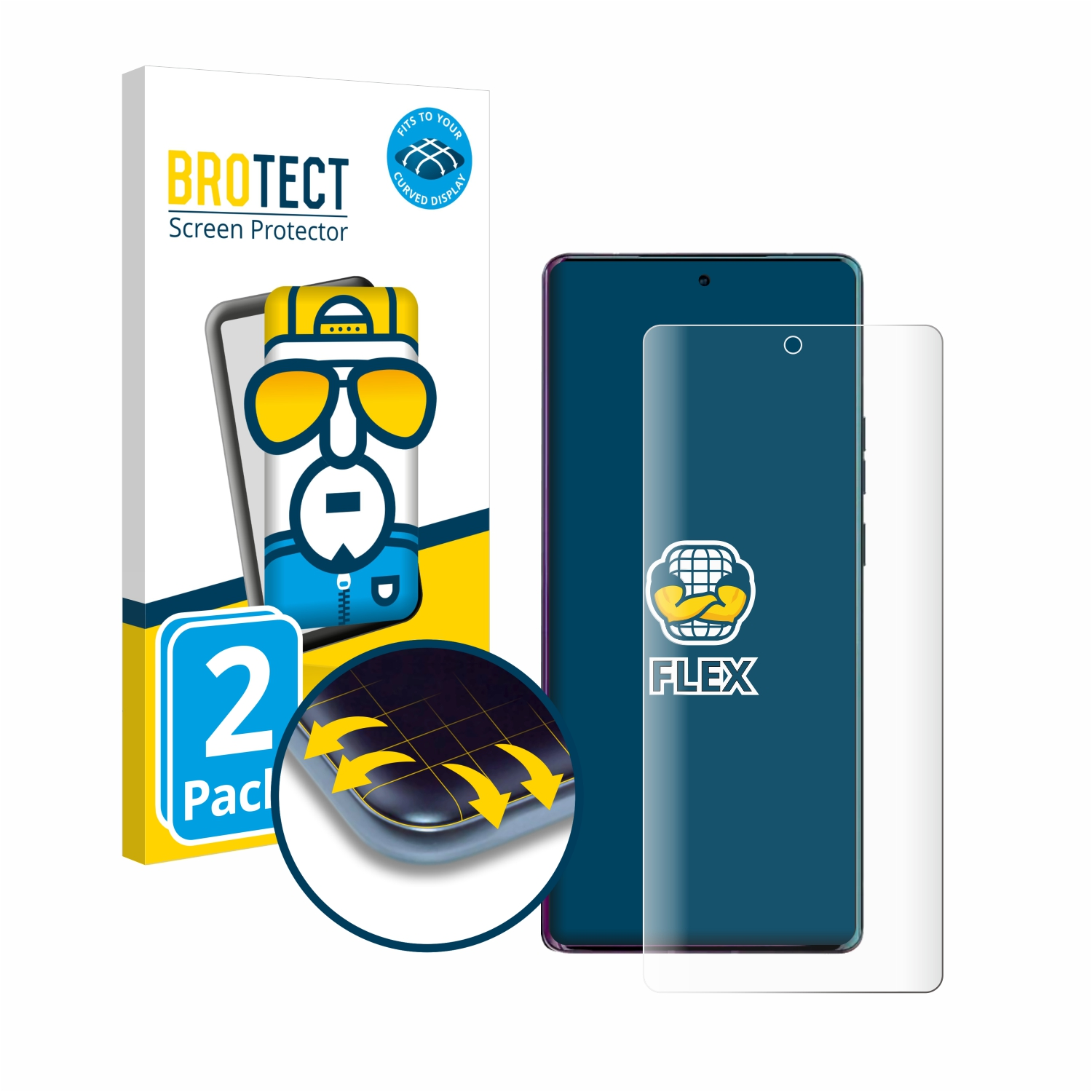 BROTECT 2x (2023)) Schutzfolie(für Edge Full-Cover Motorola Flex Curved 3D