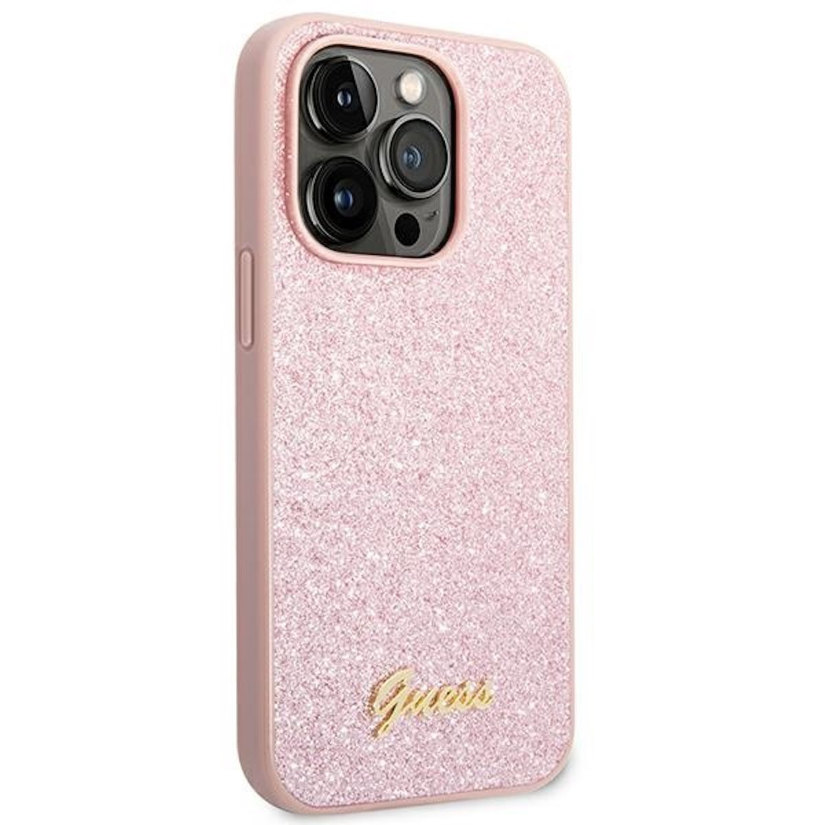 GUESS Glitter Script Collection iPhone Apple, Pink 14 Design Pro Backcover, Max, Hülle