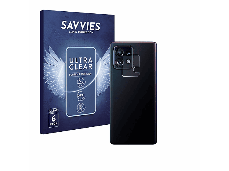 SAVVIES 6x klare Schutzfolie(für Motorola Edge 40 Pro (NUR Kamera))