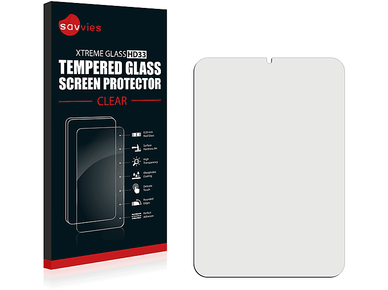 SAVVIES 9H klares Schutzglas(für Apple iPad Mini 6 WiFi Cellular 2021)