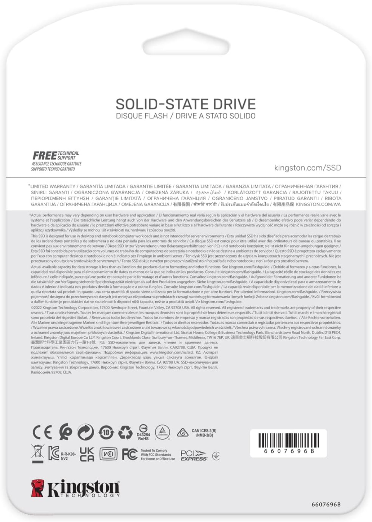 Opakowanie dysku SSD. Opakowanie pokazuje produkt i informacje techniczne.